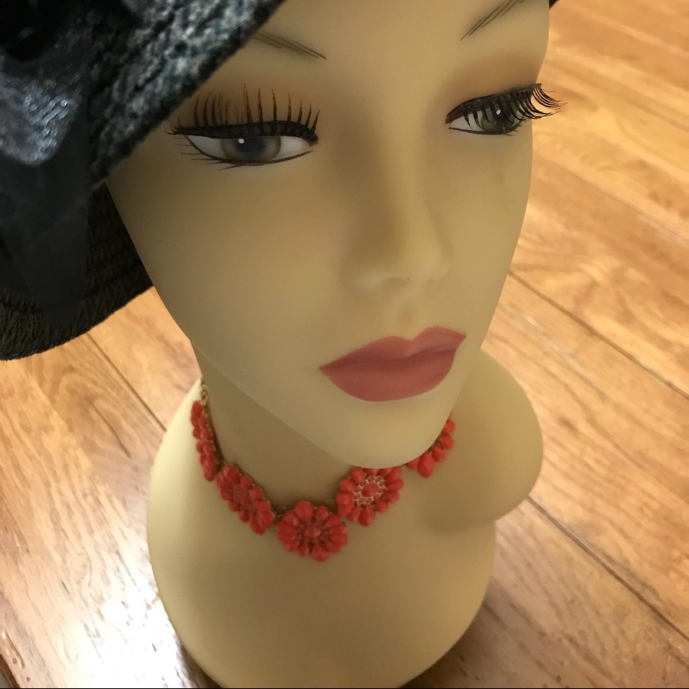 Beautiful and bright coral flower necklace